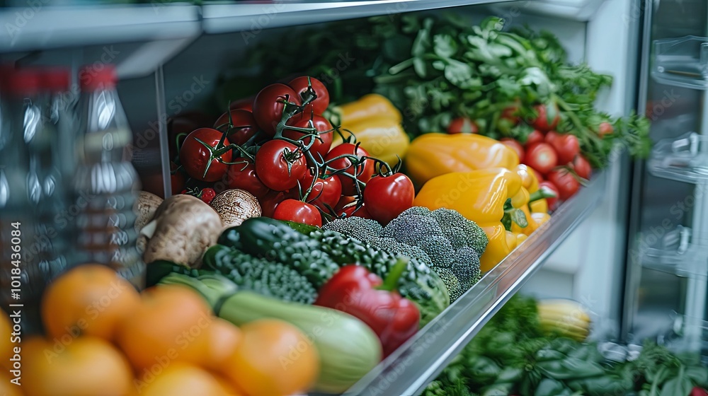 Fresh Produce Organized in a Refrigerator Fresh Produce Organized in a Refrigerator