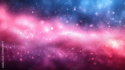 Shimmering Glitter Abstract Background with Pink and Blue Hues and Blurry Lights