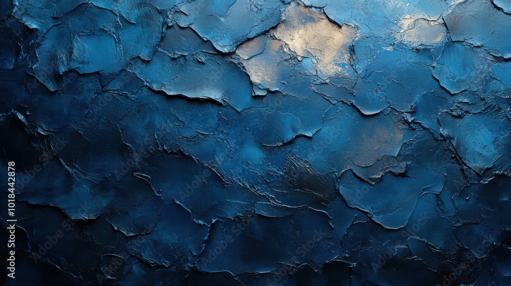 Textured blue wall with deep shadows and subtle metallic highlights Textured blue wall with deep shadows and subtle metallic highlights