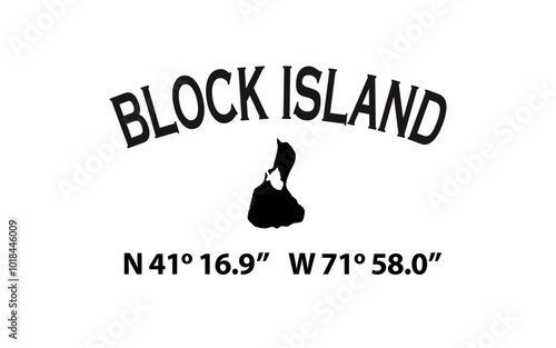 BLOCK ISLAND coordinate map T-Shirt Design