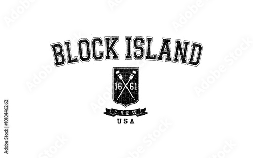 BLOCK ISLAND oar shield T-Shirt Design