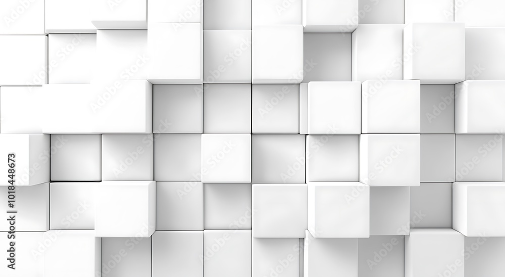 White geometric cubes rendered in 3D on a plain background for clean designs. White geometric cubes rendered in 3D on a plain background for clean designs.