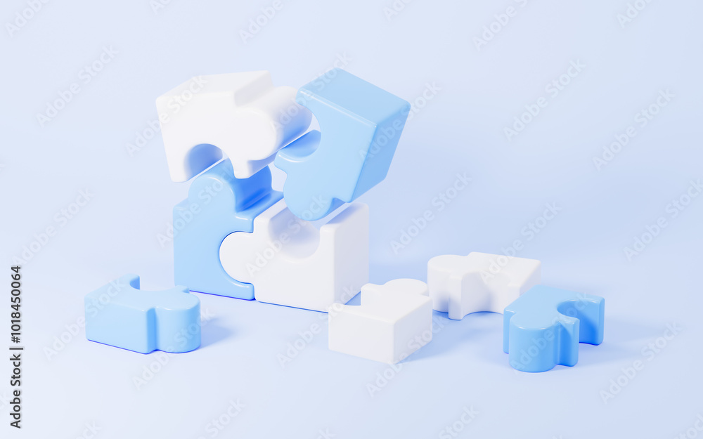 Jigsaw puzzle connecting, cooperation and teamwork , partnership and brainstorming, 3d rendering. Jigsaw puzzle connecting, cooperation and teamwork , partnership and brainstorming, 3d rendering.