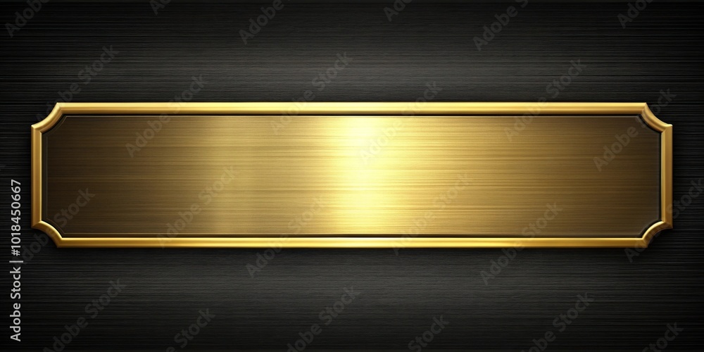 Abstract gold name plate on black background