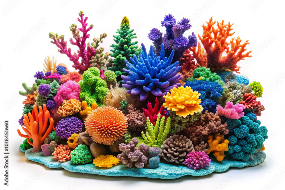 Model of coral reef isolated on white background Model of coral reef isolated on white background