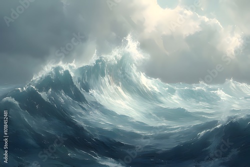 This painting captures the raw power and beauty of the ocean photo