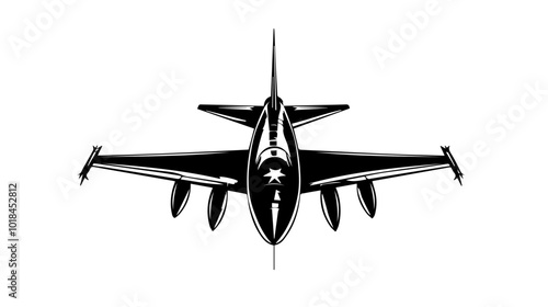 Illustration of a military fighter jet on a white background. Air force.