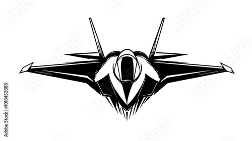 Illustration of a military fighter jet on a white background. Air force.