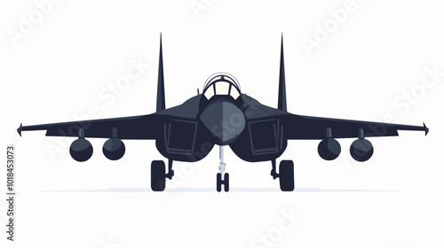 Illustration of a military fighter jet on a white background. Air force.