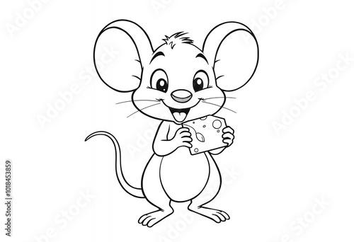 Cute Cartoon Mouse Holding Cheese Illustration for Kids