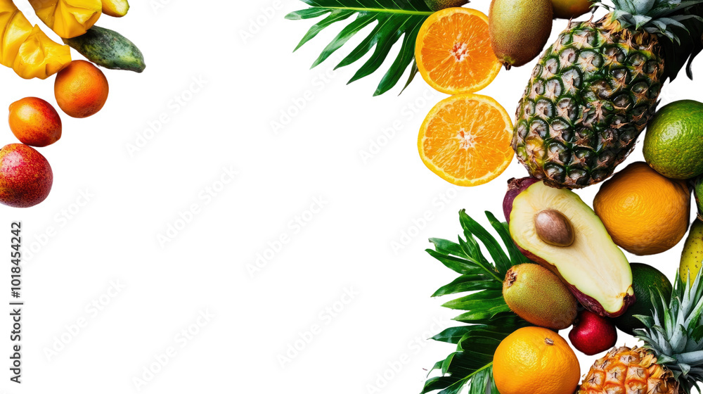 Fruit mix (pineapple, orange, lemon, grapefruit, mango, avocado) transparent background Fruit mix (pineapple, orange, lemon, grapefruit, mango, avocado) transparent background