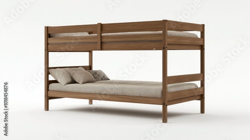 Bunk bed with a futon bottom and single top, perfect for dorms or small spaces, on a plain white background.