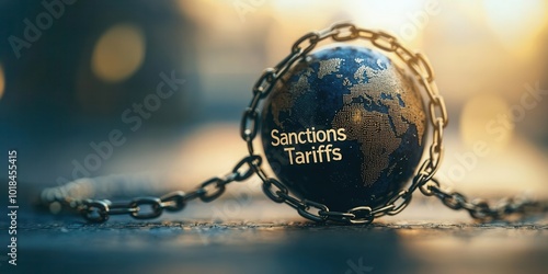 A globe wrapped in heavy chains labeled 
