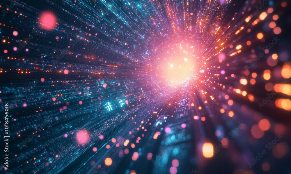 Abstract digital tunnel with glowing lights. Abstract digital tunnel with glowing lights.