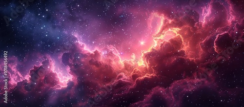 Mesmerizing Cosmic Storm of Vibrant Celestial Nebula with Swirling Galaxies and Fiery Energy Stunning abstract space background with glowing stars cosmic clouds and dynamic lighting effects