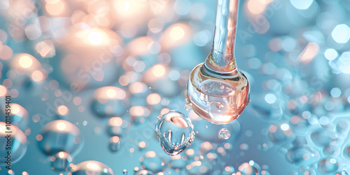 Droplet of Water on Surface with Bokeh Highlights