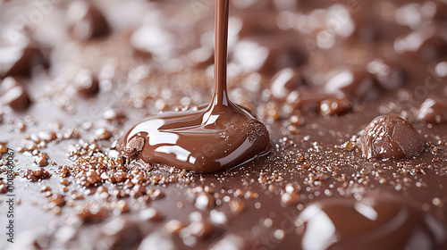 Rich Chocolate Drizzle on a Glossy Surface