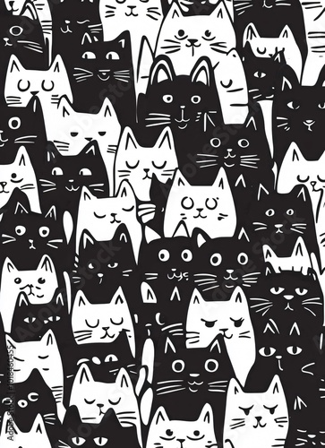 Cartoon Cat Halloween Pattern Seamless Vector