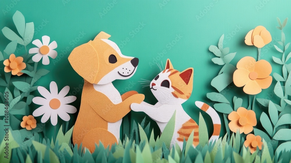 A Joyful Scene of a Dog and Cat Playing Together Capturing the Heartwarming Interaction Between a Puppy and a Kitten Playful Dog and Cat Friendship Captured in Heartwarming Moment A Joyful Scene of a Dog and Cat Playing Together Capturing the Heartwarming Interaction Between a Puppy and a Kitten Playful Dog and Cat Friendship Captured in Heartwarming Moment