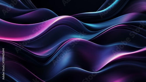 Elegant Colorful Waves in Shades of Black and Purple. AI generated illustration