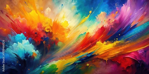 Abstract painting with bold strokes and vibrant colors creating a dynamic visual impact, abstract, painting, bold