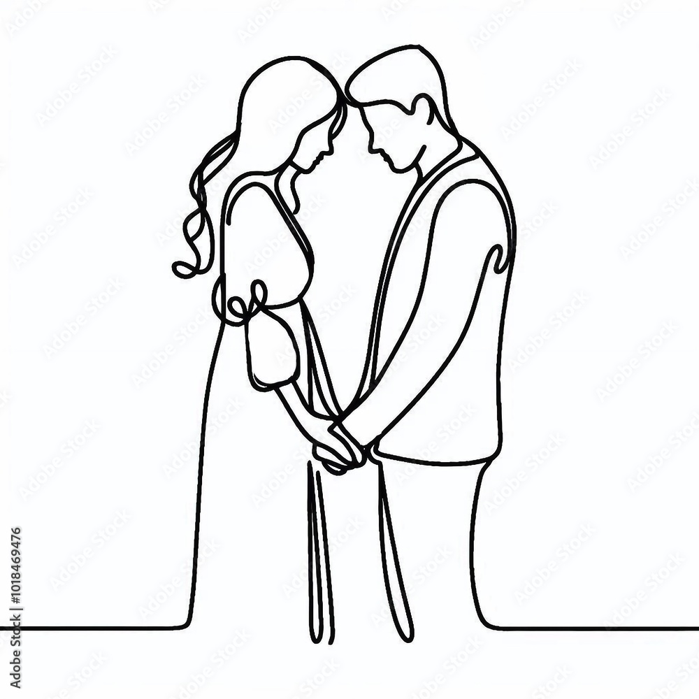 Minimalistic drawing of a two people share an intimate moment, hands intertwined and faces full of emotion Minimalistic drawing of a two people share an intimate moment, hands intertwined and faces full of emotion