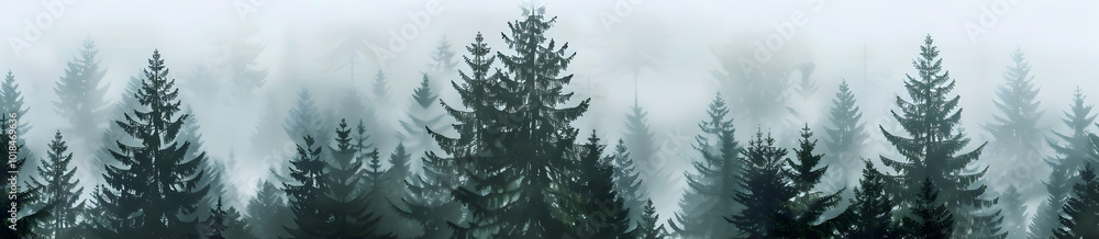 A misty forest of tall pine trees, foggy, photorealistic, ultra-detailed, white background, wide shot A misty forest of tall pine trees, foggy, photorealistic, ultra-detailed, white background, wide shot
