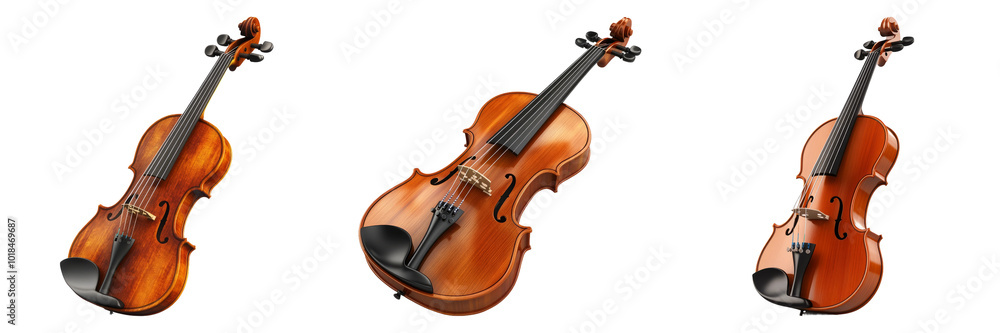 Wooden violin isolated on a transparent background perfect for music-themed illustrations or classical-themed designs. Wooden violin isolated on a transparent background perfect for music-themed illustrations or classical-themed designs.