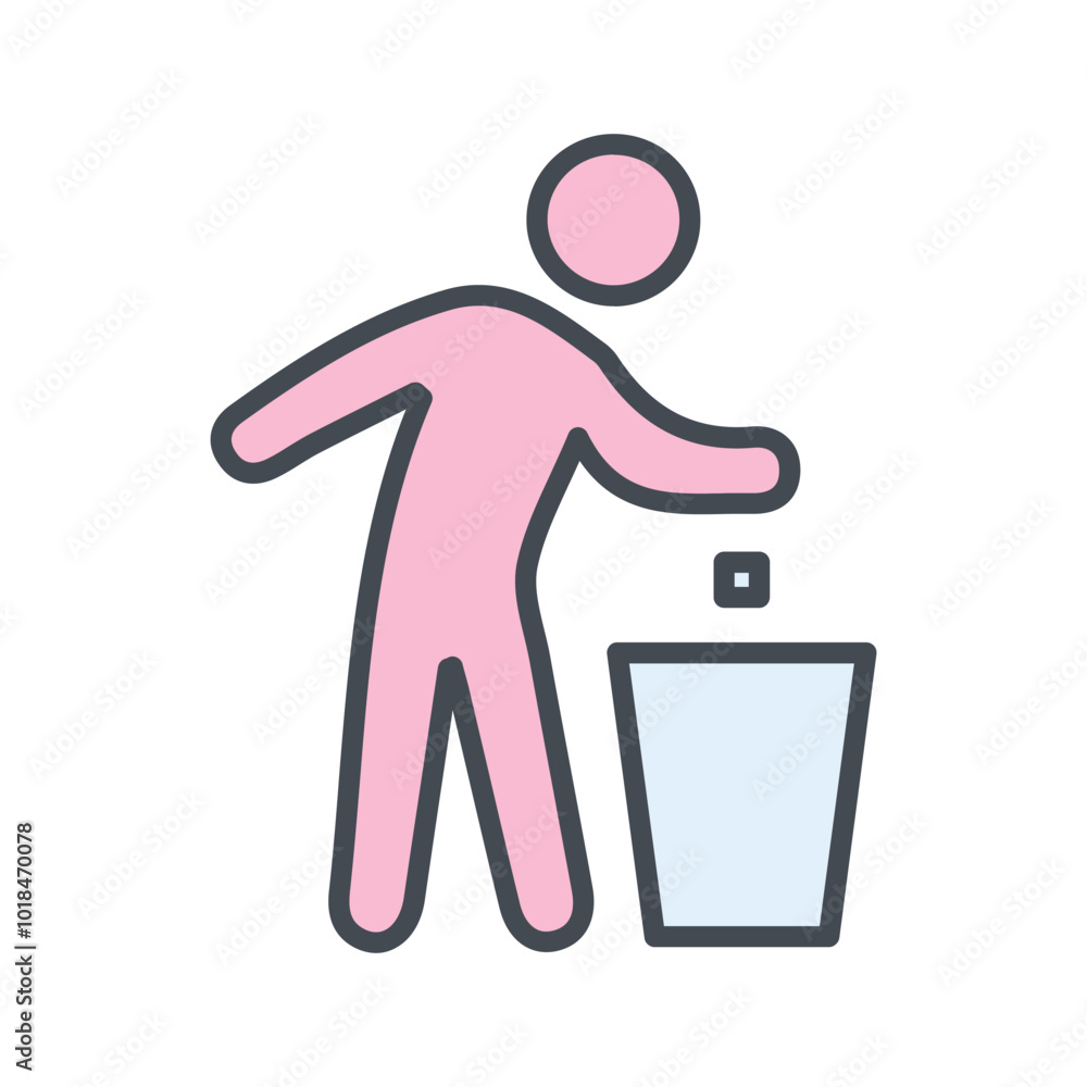 Litter in Bin Sign Vector Icon Litter in Bin Sign Vector Icon