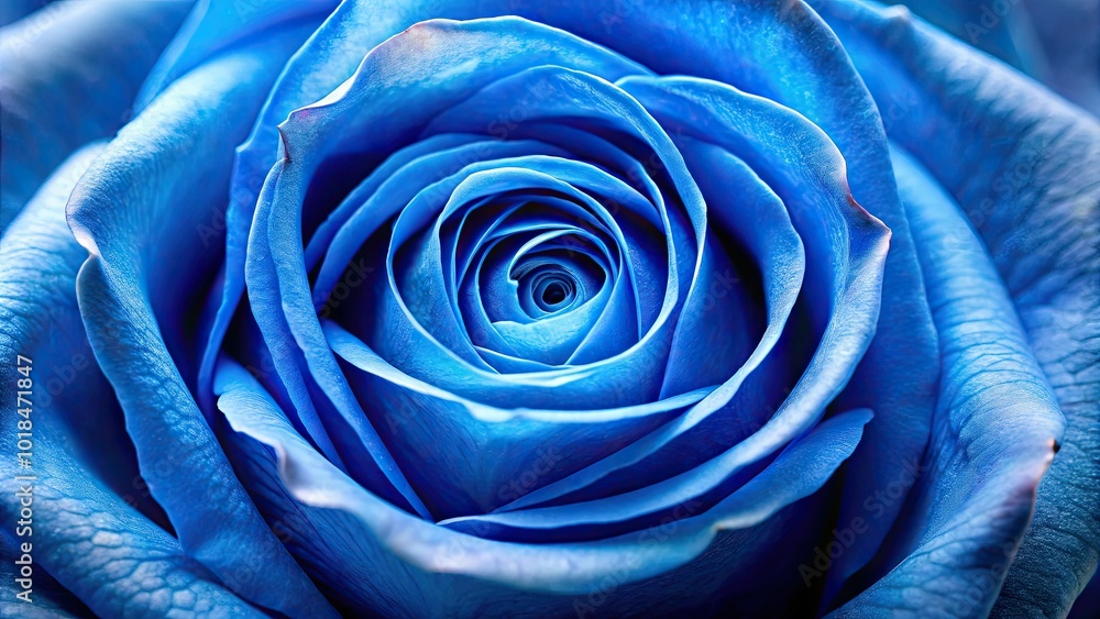 Obraz premium A breathtaking close-up of a blue rose, highlighting its delicate petals and vivid hues, beautifully illuminated by natural light, creates an enchanting visual experience.
