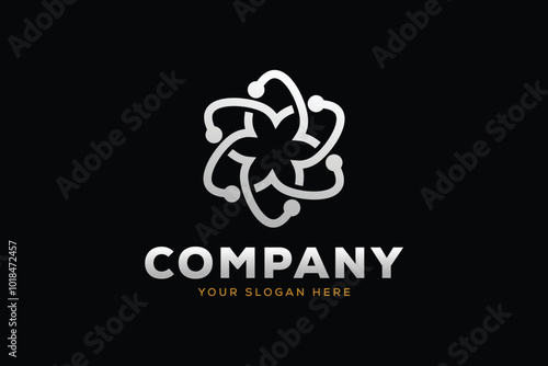 Technology flower logo abstract design template