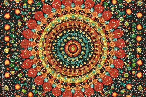 A Vibrant Mandala with Multicolored Mosaic Patterns