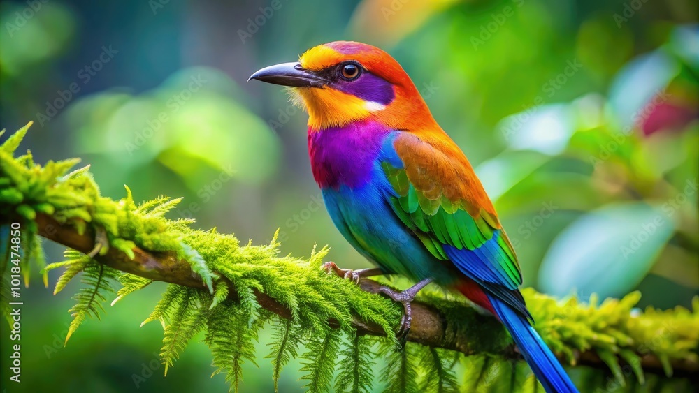 A colorful rainbow-beaked bird sits gracefully on a branch, surrounded by lush greenery, showcasing its natural habitat with vibrant tones and stunning beauty. A colorful rainbow-beaked bird sits gracefully on a branch, surrounded by lush greenery, showcasing its natural habitat with vibrant tones and stunning beauty.