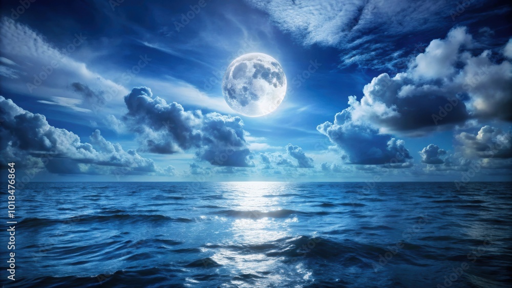 Ocean under a full moon with dramatic clouds , ocean, full moon, clouds, night, sky, reflection, tranquil, peaceful, serene Ocean under a full moon with dramatic clouds , ocean, full moon, clouds, night, sky, reflection, tranquil, peaceful, serene