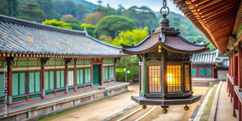 Close-up of lantern at Gwaneumjeon lecture hall in Haeinsa Temple, South Korea , lantern photo