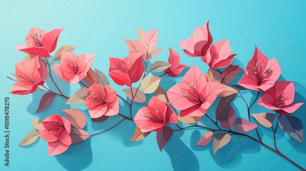 Vibrant pink Bougainvillea flower in full bloom Vibrant pink Bougainvillea flower blooming Vibrant pink Bougainvillea flower in full bloom Vibrant pink Bougainvillea flower blooming