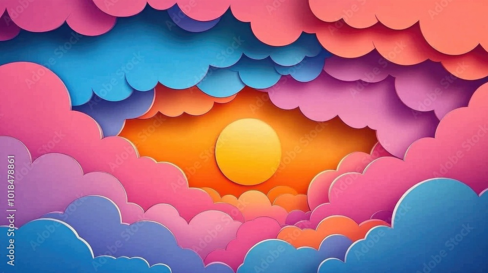 Vibrant clouds fill the sky during sunset creating a captivating view Colorful clouds adorn the sky at sunset offering a stunning visual display Vibrant clouds fill the sky during sunset creating a captivating view Colorful clouds adorn the sky at sunset offering a stunning visual display