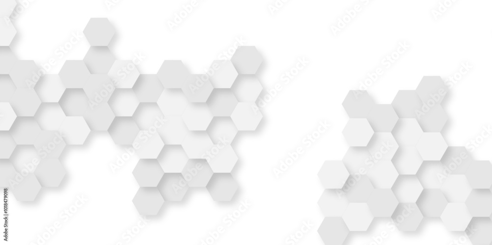 Abstract technology hexagonal background. Illustration of a white background with hexagonal template. White hexagon honeycombs background. Hexa gray Abstract Geometric Wide Banner Design. Abstract technology hexagonal background. Illustration of a white background with hexagonal template. White hexagon honeycombs background. Hexa gray Abstract Geometric Wide Banner Design.