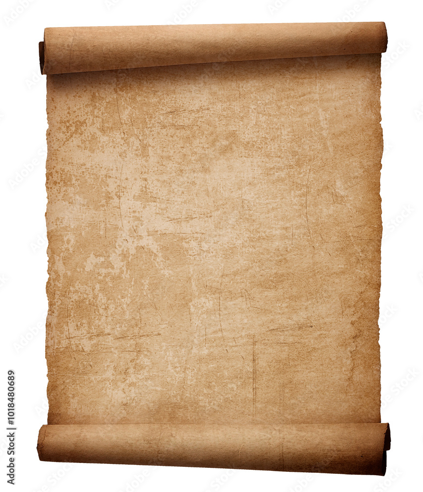 Old paper background, Paper treasure map. Old parchment scroll. Papyrus, Ancient manuscript. Antique document. Vintage torn sheets. Historical curled page, 3d illustration, 3d rendering