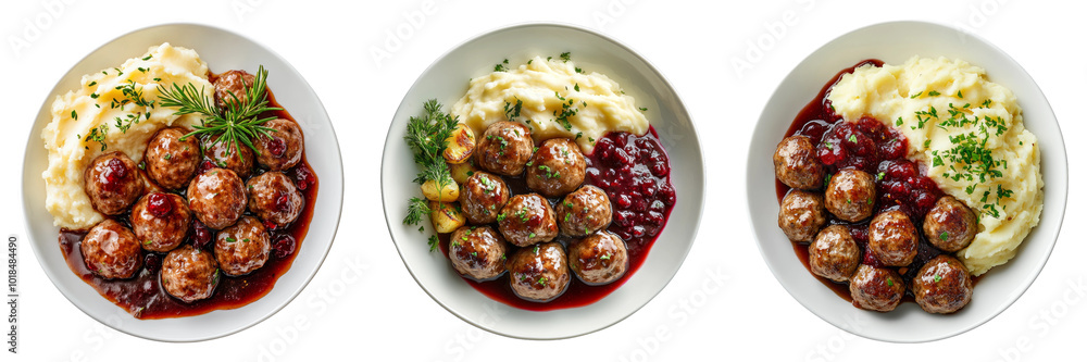Swedish meatballs isolated on a transparent background perfect for food-themed illustrations or culinary designs. Swedish meatballs isolated on a transparent background perfect for food-themed illustrations or culinary designs.