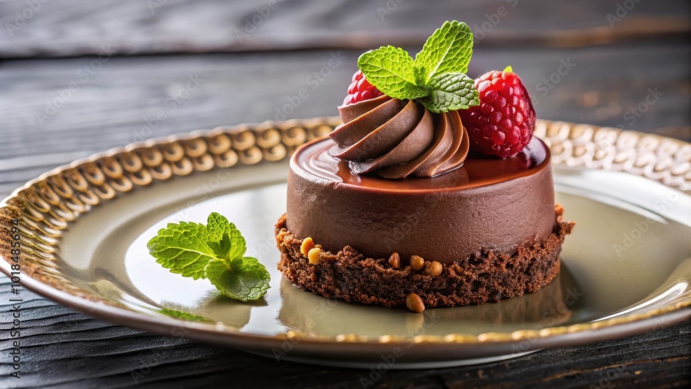 Decadent chocolate dessert with a rich, creamy texture on a elegant serving plate, chocolate, dessert, sweet, indulgent Decadent chocolate dessert with a rich, creamy texture on a elegant serving plate, chocolate, dessert, sweet, indulgent