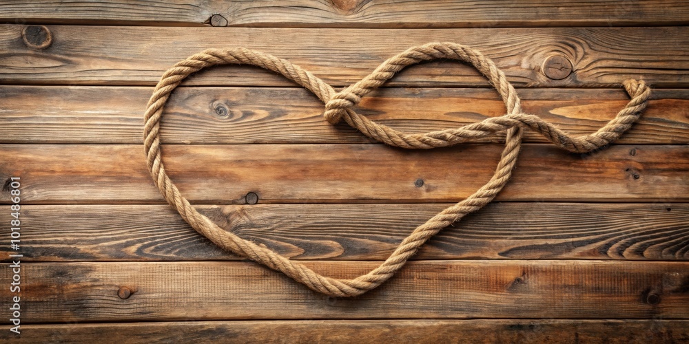 Heart shaped rope on a wooden background , love, romance, Valentine's Day, relationship, symbol, knot, tied, together, heart Heart shaped rope on a wooden background , love, romance, Valentine's Day, relationship, symbol, knot, tied, together, heart