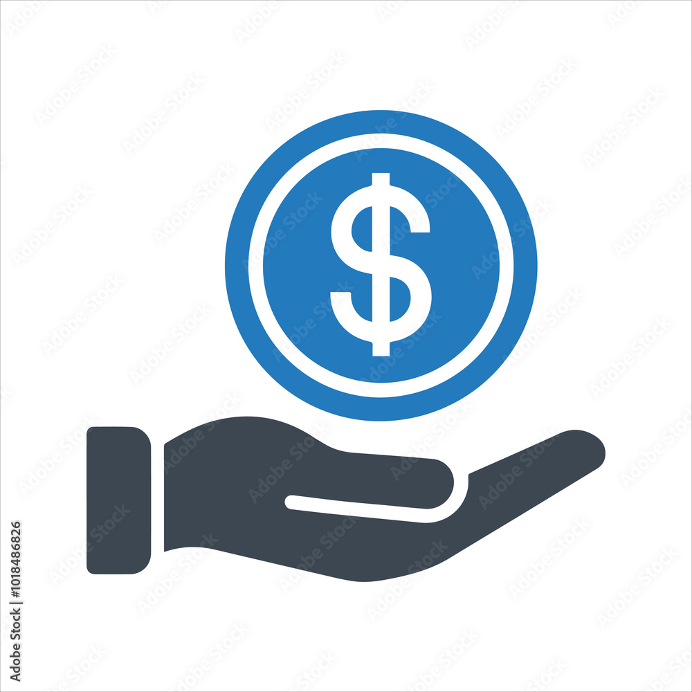 Money in hand icon. Income, budget, payment icon Money in hand icon. Income, budget, payment icon