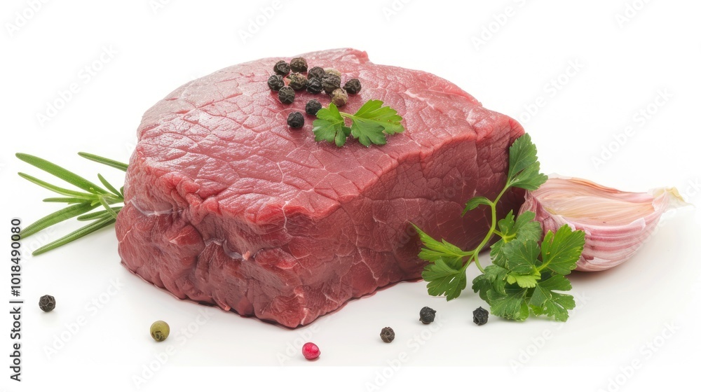 Raw Beef Steak with Herbs and Spices Raw Beef Steak with Herbs and Spices