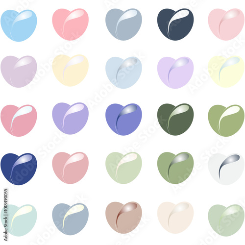 Pastel Heart Palette: Multicolored Love Symbols Collection