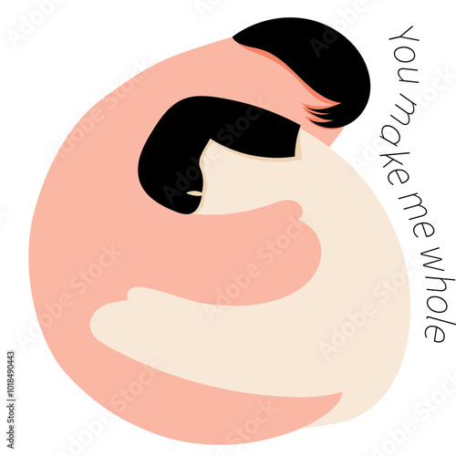 Minimalist Embrace with ‘You Make Me Whole’ Text