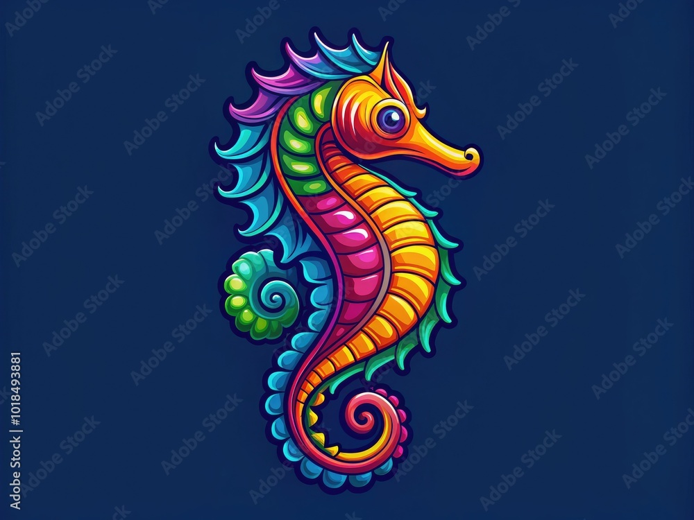 Obraz premium Eye-catching seahorse logo perfect for oceanic brands, marine life enterprises, and aquatic businesses, embodying the charm and vitality of ocean ecosystems.