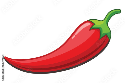 Spicy red chili pepper, illustration on a white background.