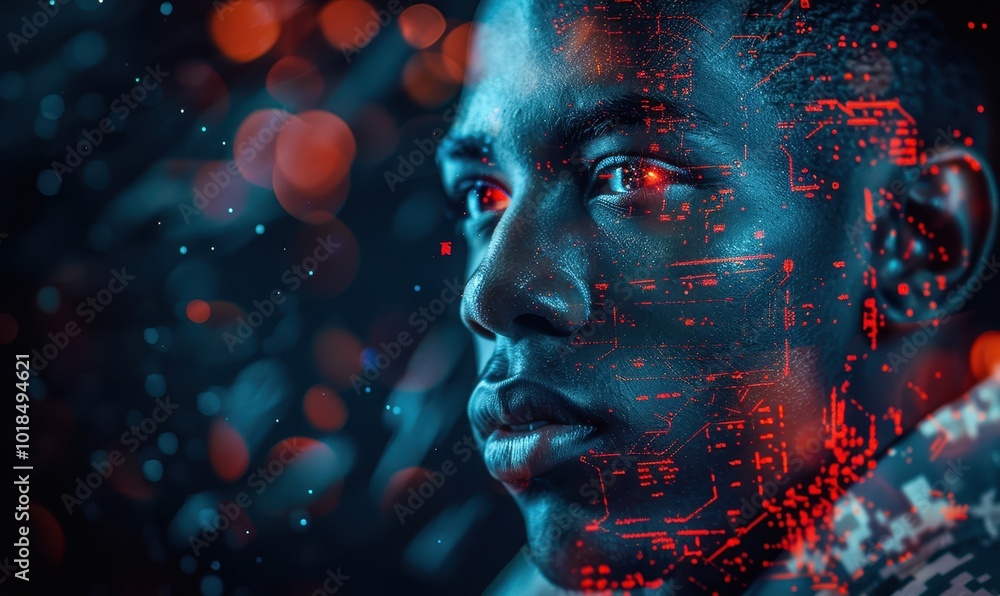 an African American black male military soldier using artificial intelligence AI technology an African American black male military soldier using artificial intelligence AI technology