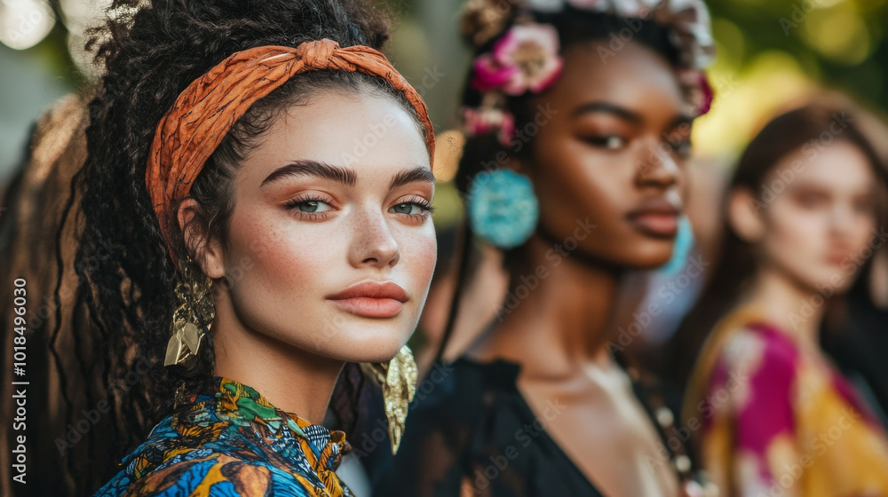 Obraz premium Celebrating Diversity in Beauty Through Fashion and Style: A Vibrant Showcase of Unique Faces